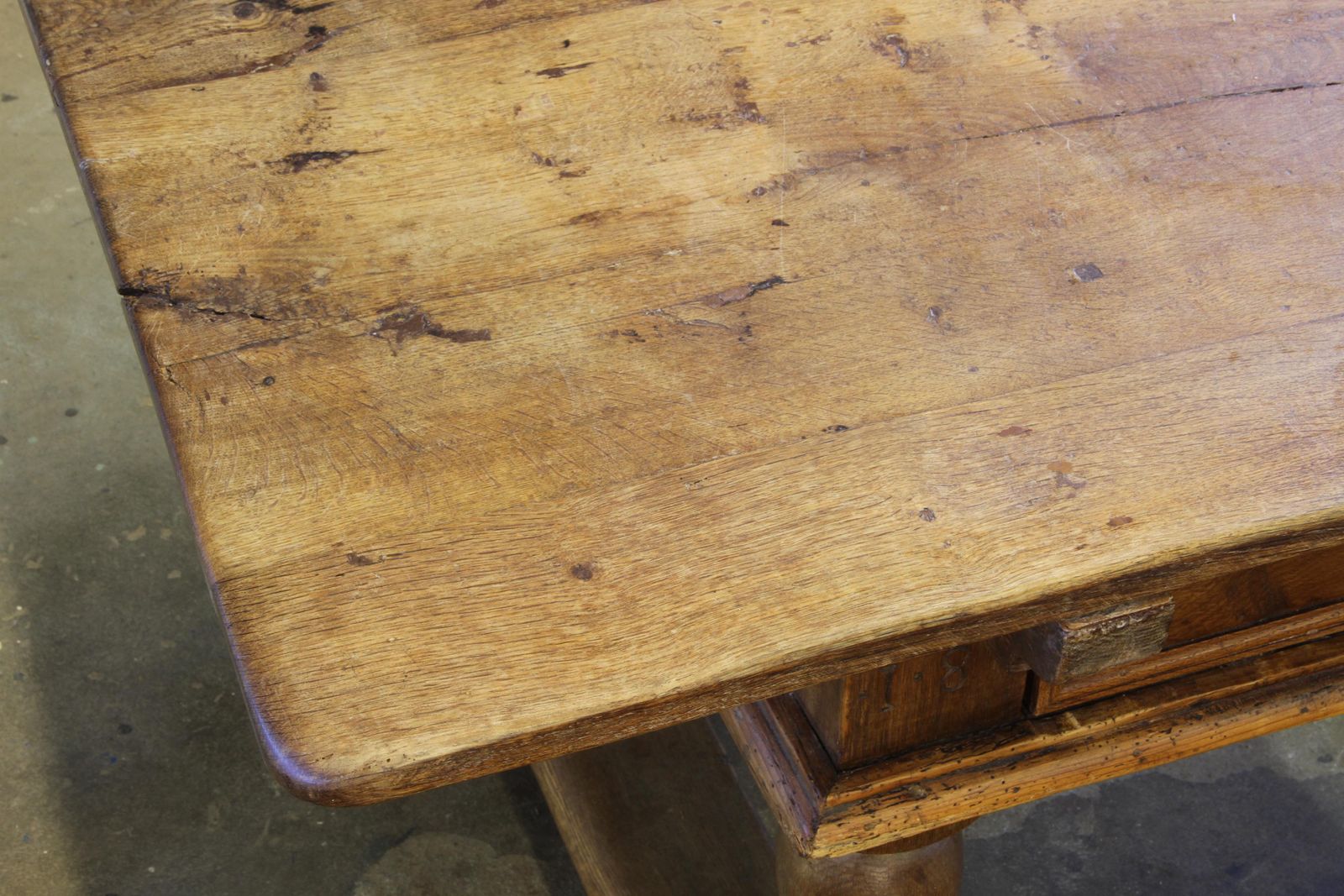 Baroque Antique Nordic Provincial Oak Table 1800s Rustic Farmhouse, Rich Patina photo vintage