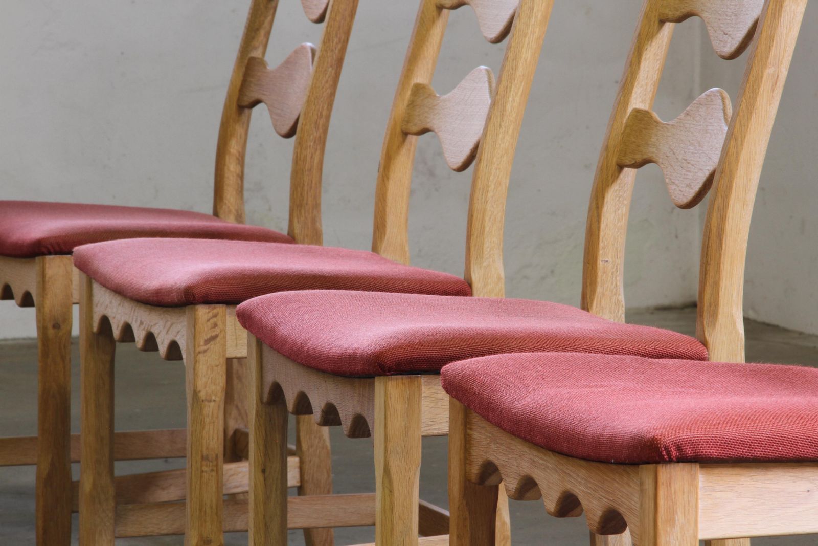 Vintage 1960s Danish Brutalist Ladderback Light Oak Chairs Style Of Kjærnulf photo vintage