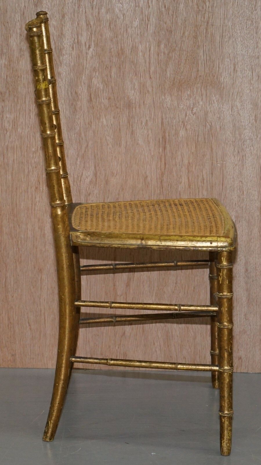 Pair Of Original Giltwood Famboo Regency Bergere Chairs With Period Gold Gilding photo vintage