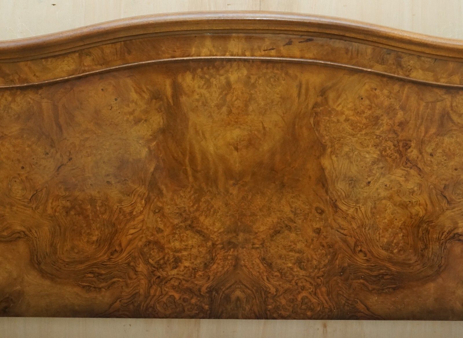 Stunning Double Sized Circa 1900 Burr Walnut English Bedstead Frame Part Suite photo vintage