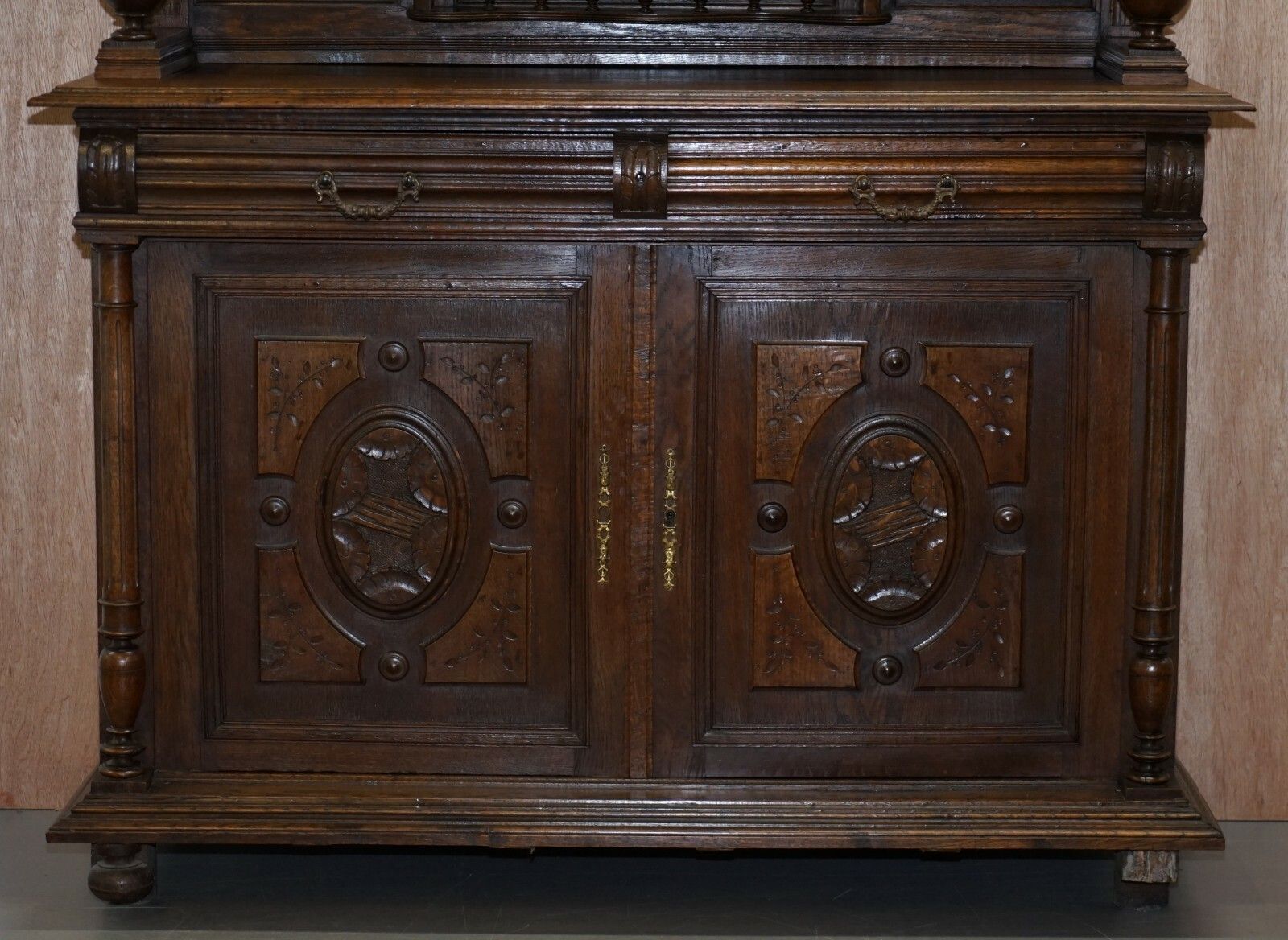 Lovely Hand Carved Solid Oak Dutch Cupboard Ornate Detailing Chest Of Drawers photo furniture