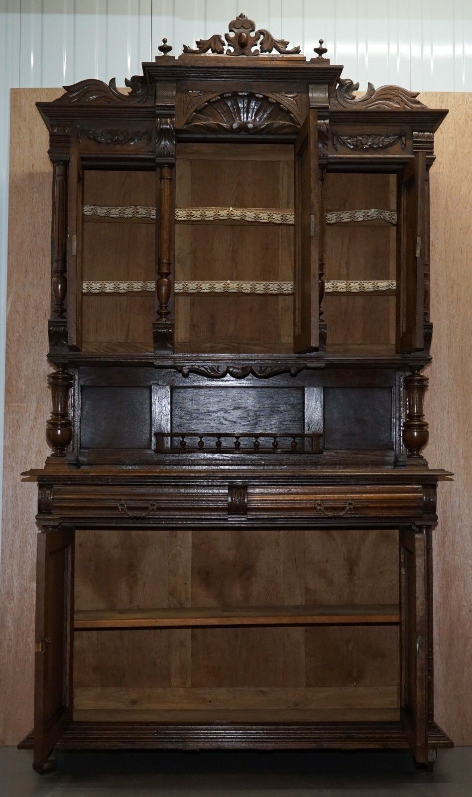 photo furniture Lovely Hand Carved Solid Oak Dutch Cupboard Ornate Detailing Chest Of Drawers
