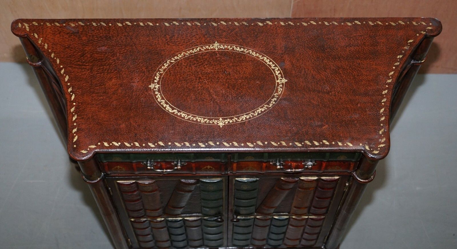Vintage Faux Book Library Sideboard With Twin Drawers Lovely Decorative Piece photo Furniture