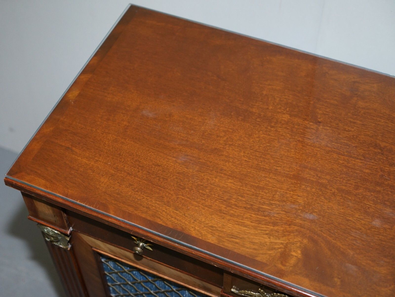 Antique Circa 1900 Flamped Mahogany Gilt Bronze Sideboard In The Regency Taste photo Furniture