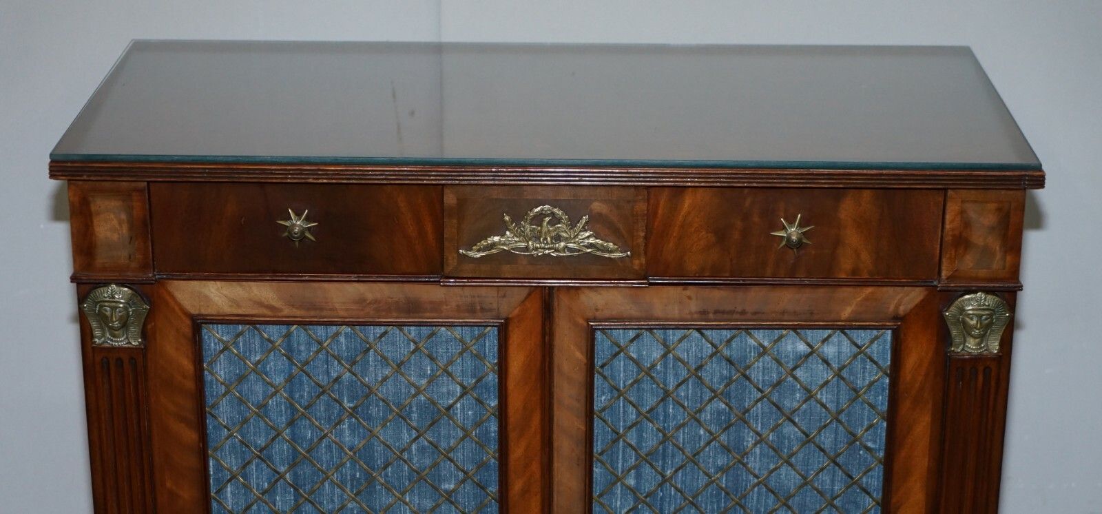 Antique Circa 1900 Flamped Mahogany Gilt Bronze Sideboard In The Regency Taste photo 1250.0