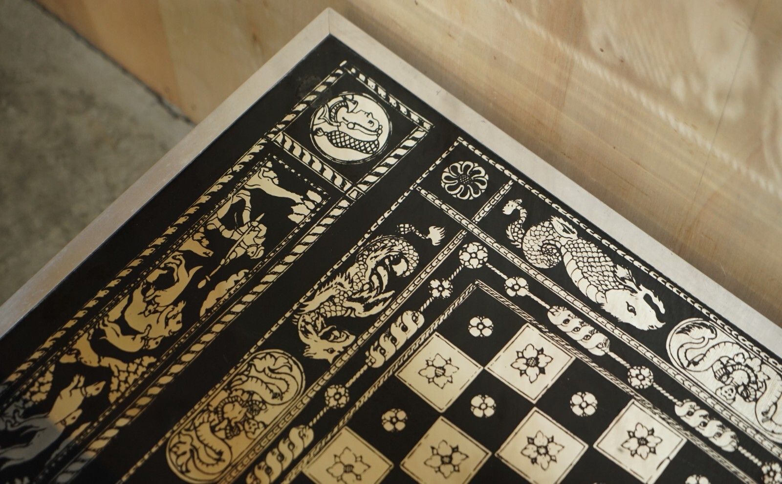 Stunning Vintage Circa 1960's Chess Board Games Table Silvered Chrome Finish photo vintage