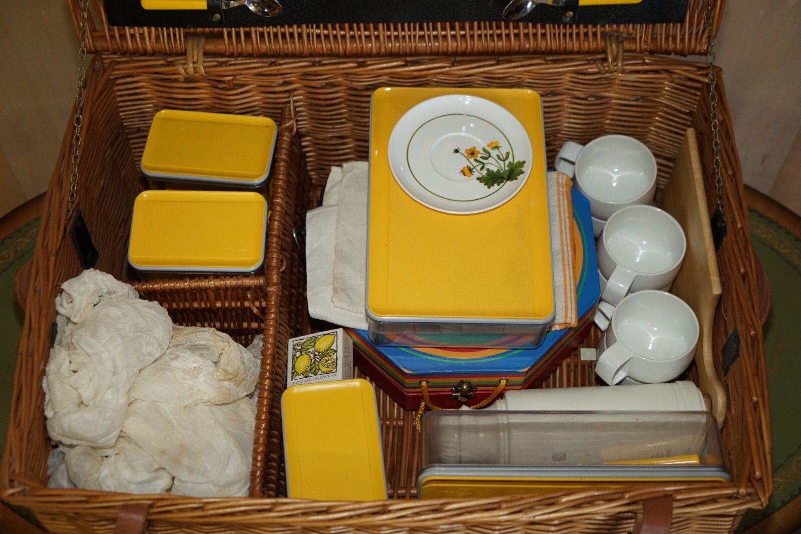 Rrp £2550 Luxury Vintage Six Person Fortnum & Mason Wicker Picnic Hamper Crystal photo vinterior