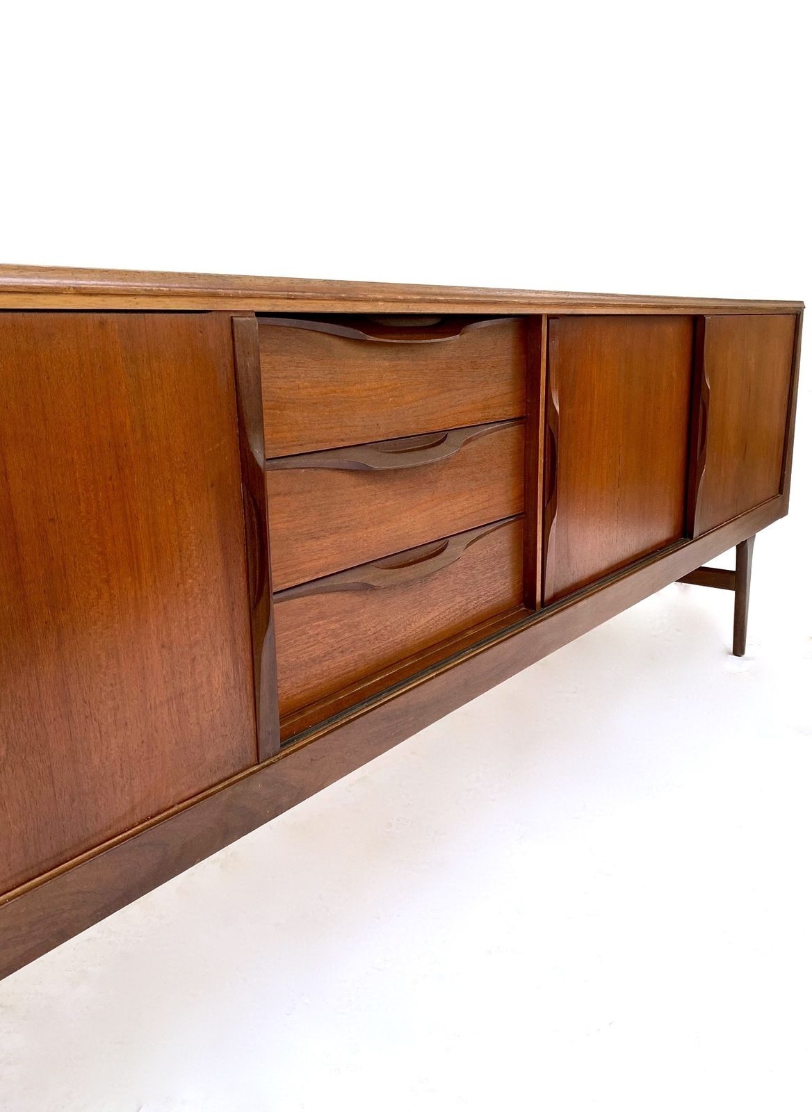 Furniture British Elliots Of Newbury Large Teak Sideboard With Sliding Doors Mid Century 1960s photo