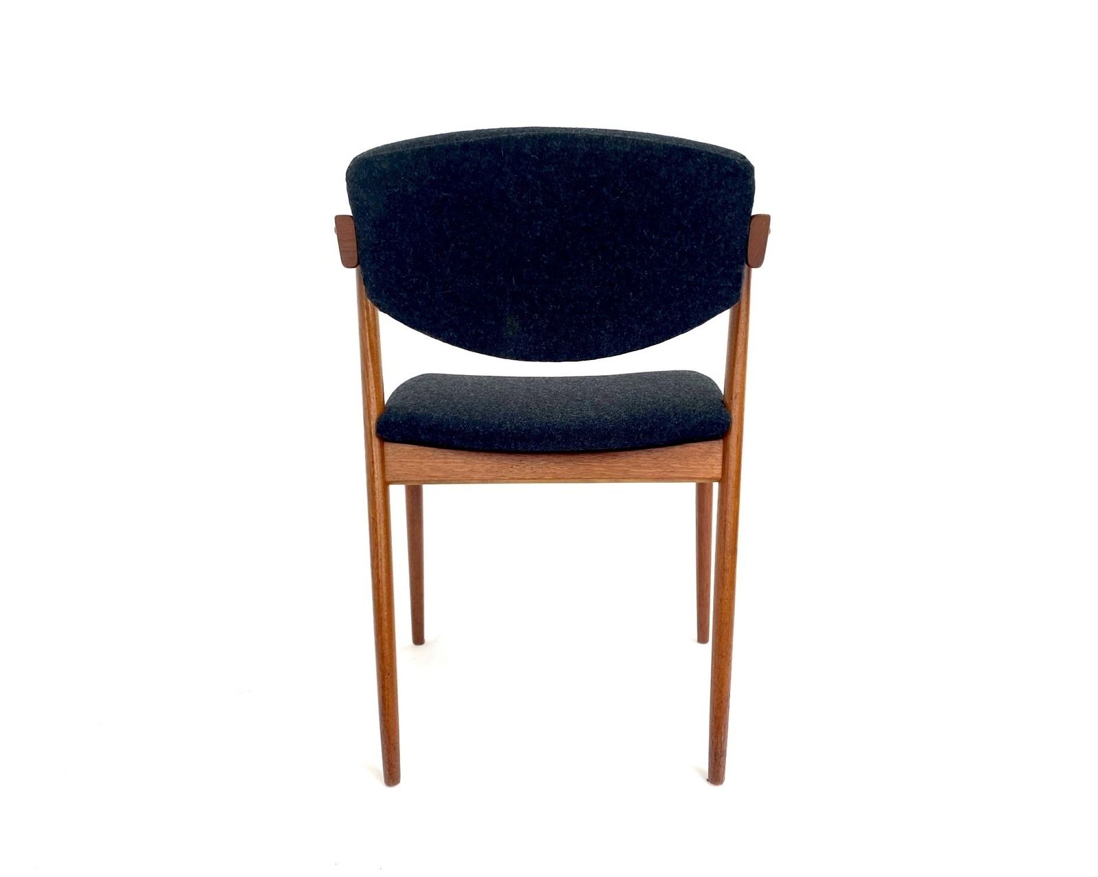 Danish Kai Kristiansen Model 42 Teak And Charcoal Black Wool Dining Chair Mid Century 1960s photo vintage