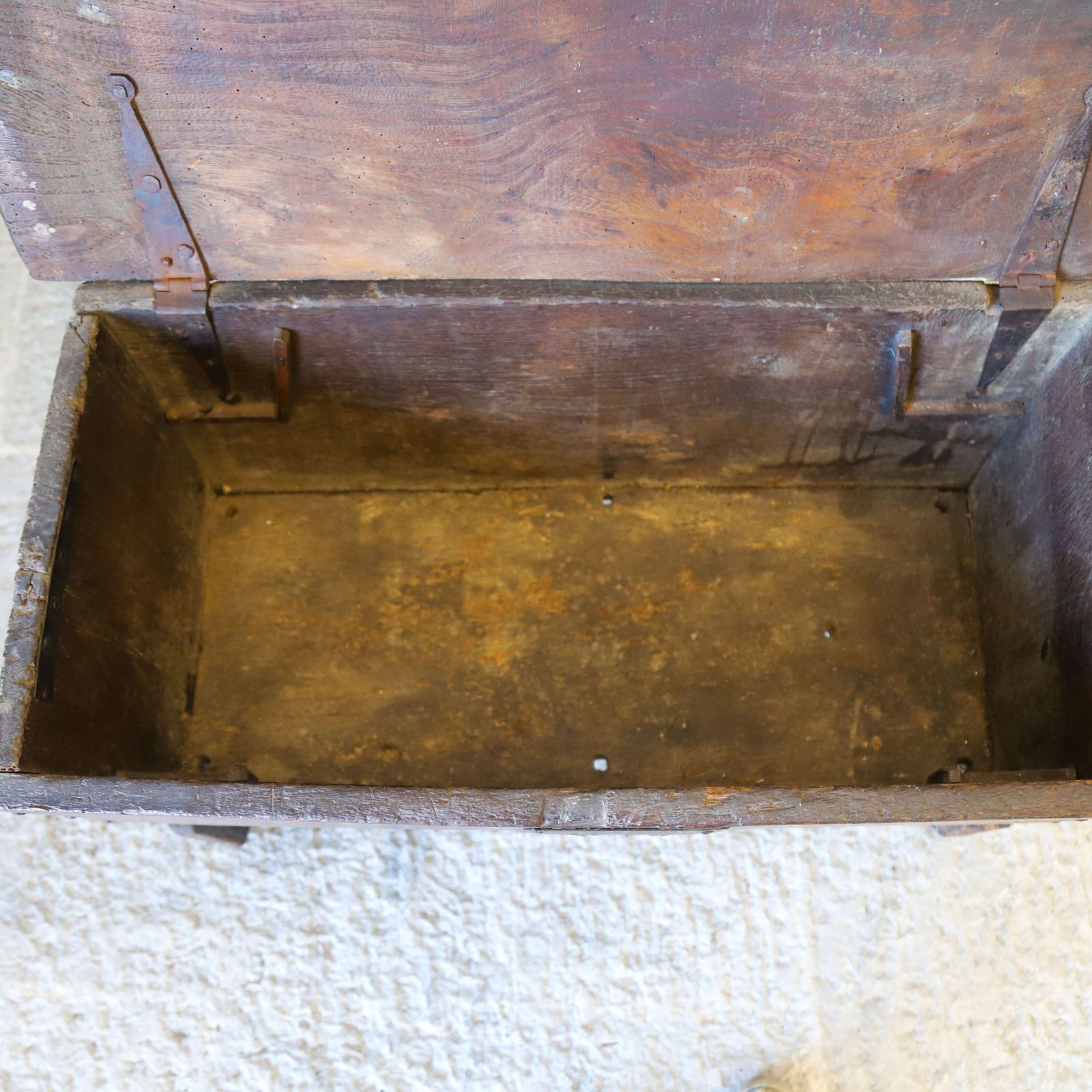 Furniture 17th Century English Oak Six Plank Chest   Deep Patina Earned Over Nearly 400 Years photo