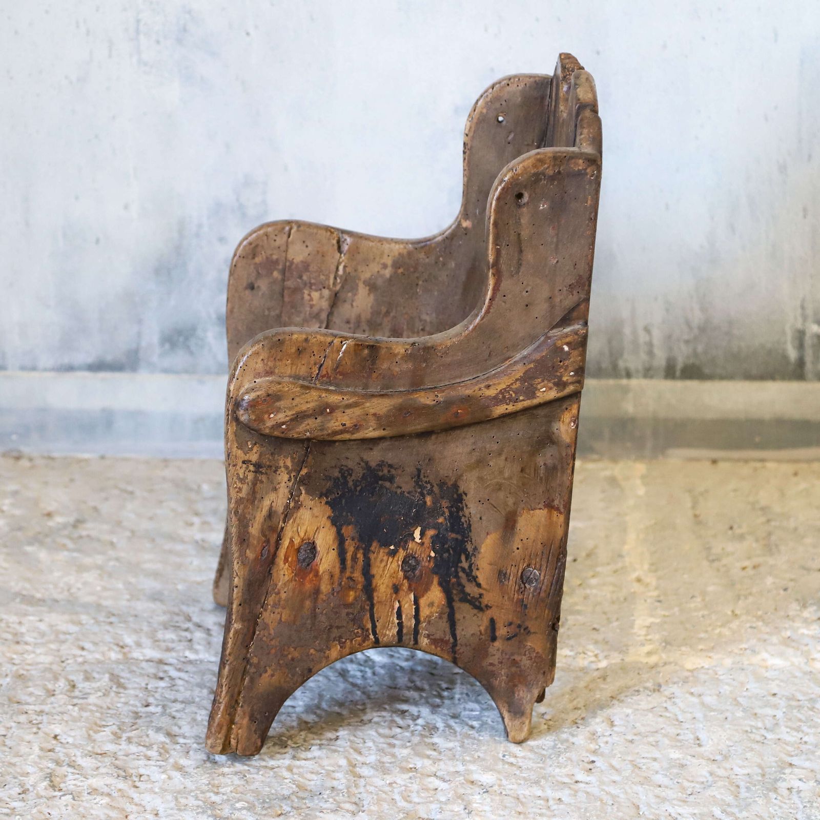 18th‑Century Welsh Painted Sycamore Child’s Commode Chair photo vintage