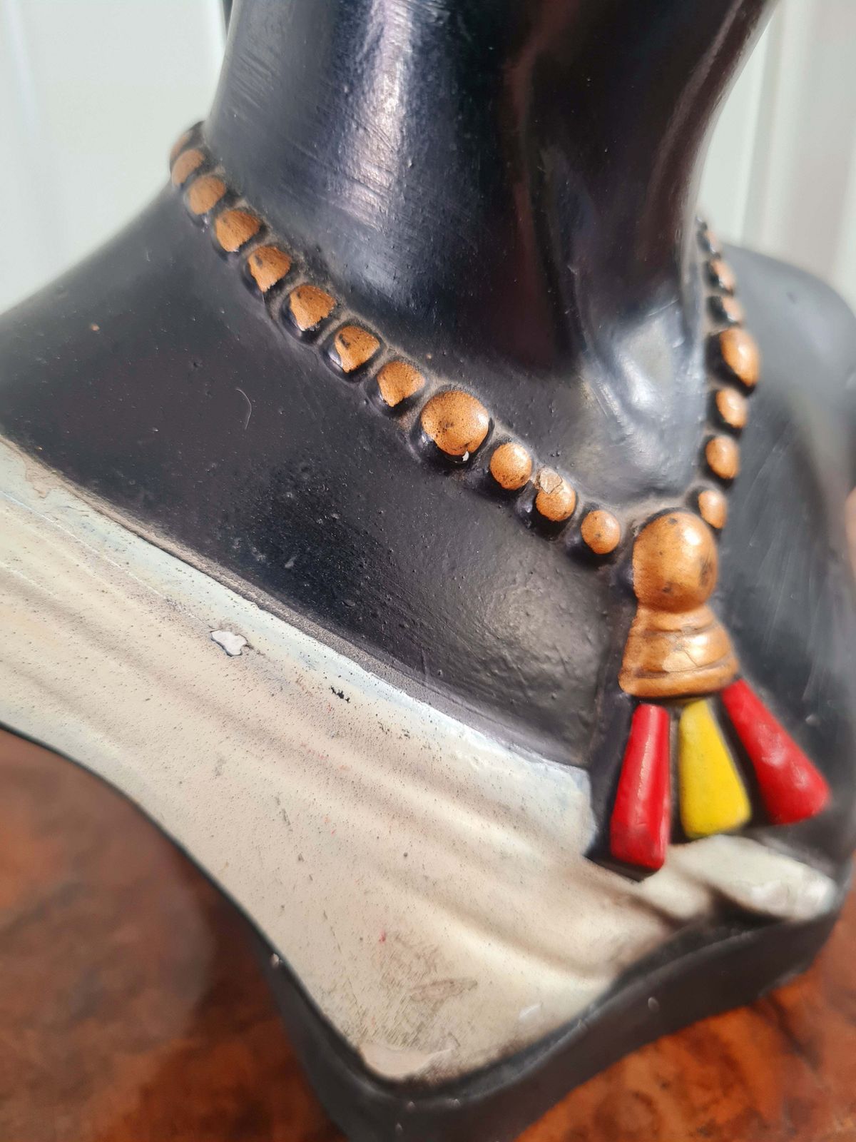 Vintage 1950s French Ceramic African Female Bust Table Lamp photo for sale