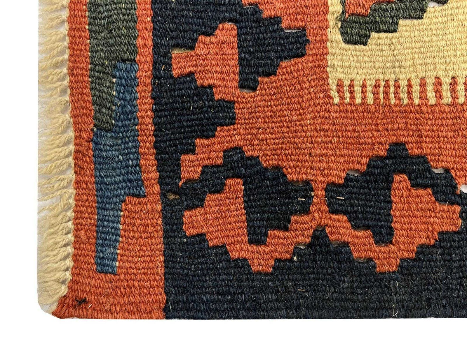 Handmade Bedroom Kilim Rug, Vintage Wool Flatweave Carpet, Rust Geometric Tribal 293 × 210 Cm photo buy