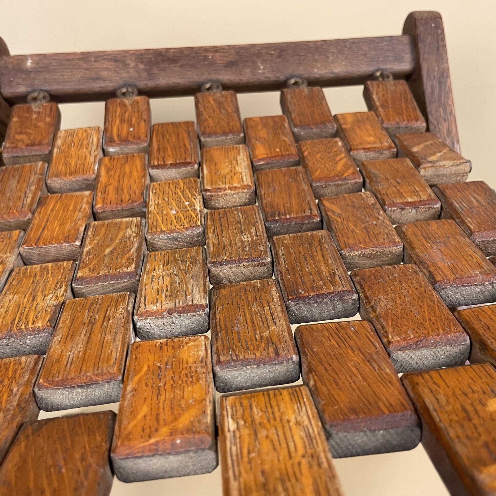 Vintage Fold Down Stool Seat Wood & Metal Portable Event Seat Brown Retro Camping Festival Garden Farmhouse Cottage photo vintage