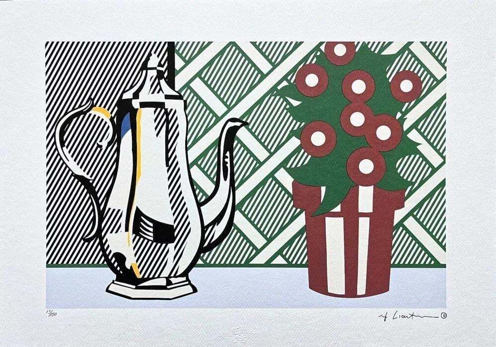 Roy Lichtenstein, " Still Life With Pitcher And Flowers", 1990s, Silk Screen