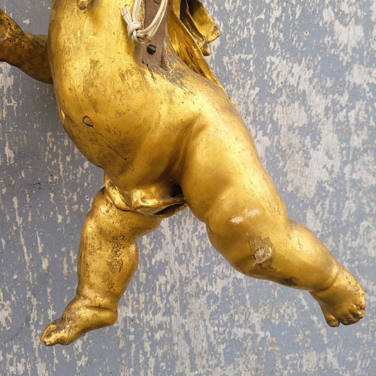 880.0 Putto Carved In Gilded Wood, Italy, 18th Century photo