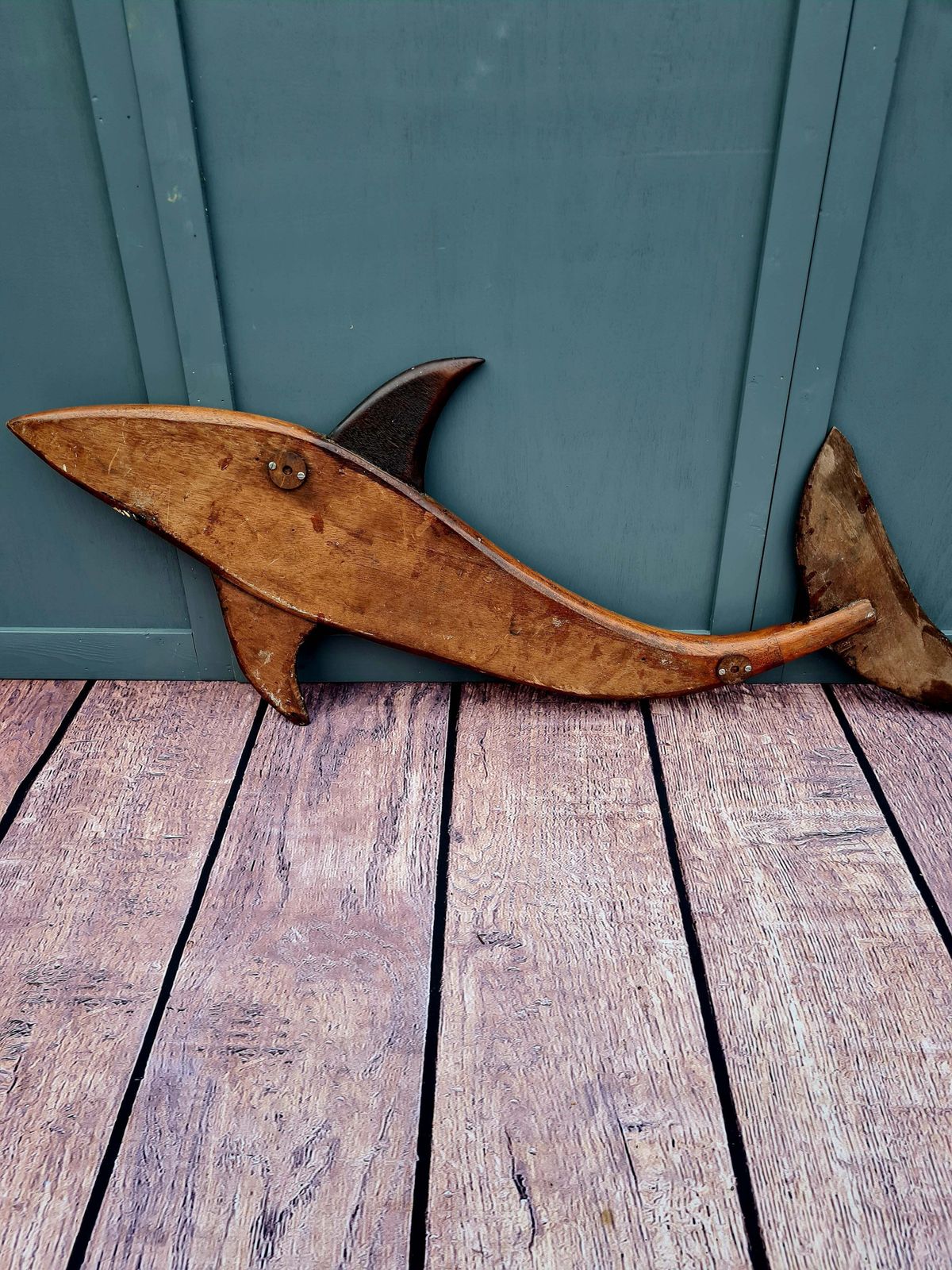 photo furniture Early 20th Century Carved Mahogany Shark Wall Hanging