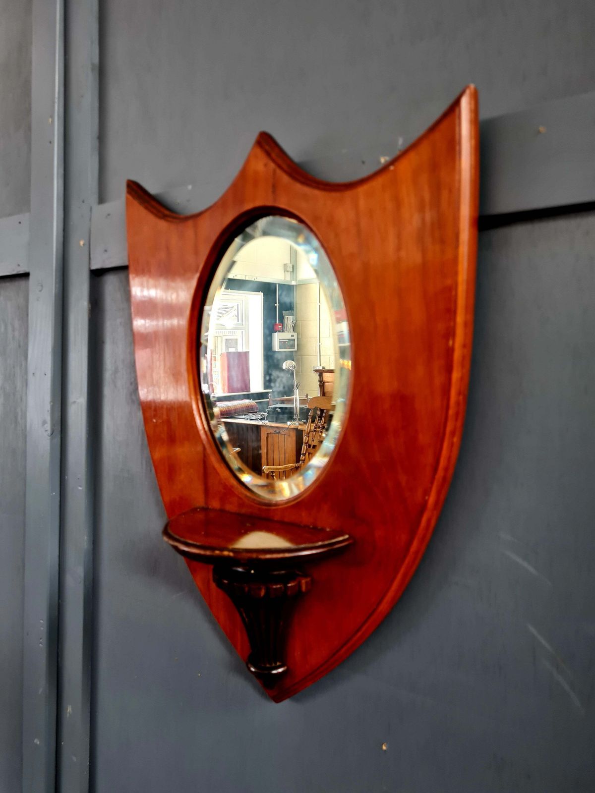 Early 20th Century Arts And Crafts Style Mahogany Hall Mirror photo for sale