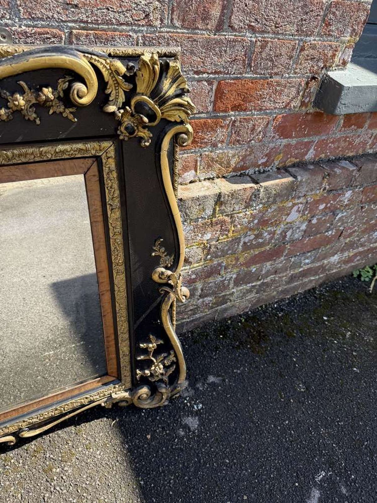 A Superb Large Highly Unusual Antique English Painted & Gilt Overmantle Mirror.Le Mirror photo furniture
