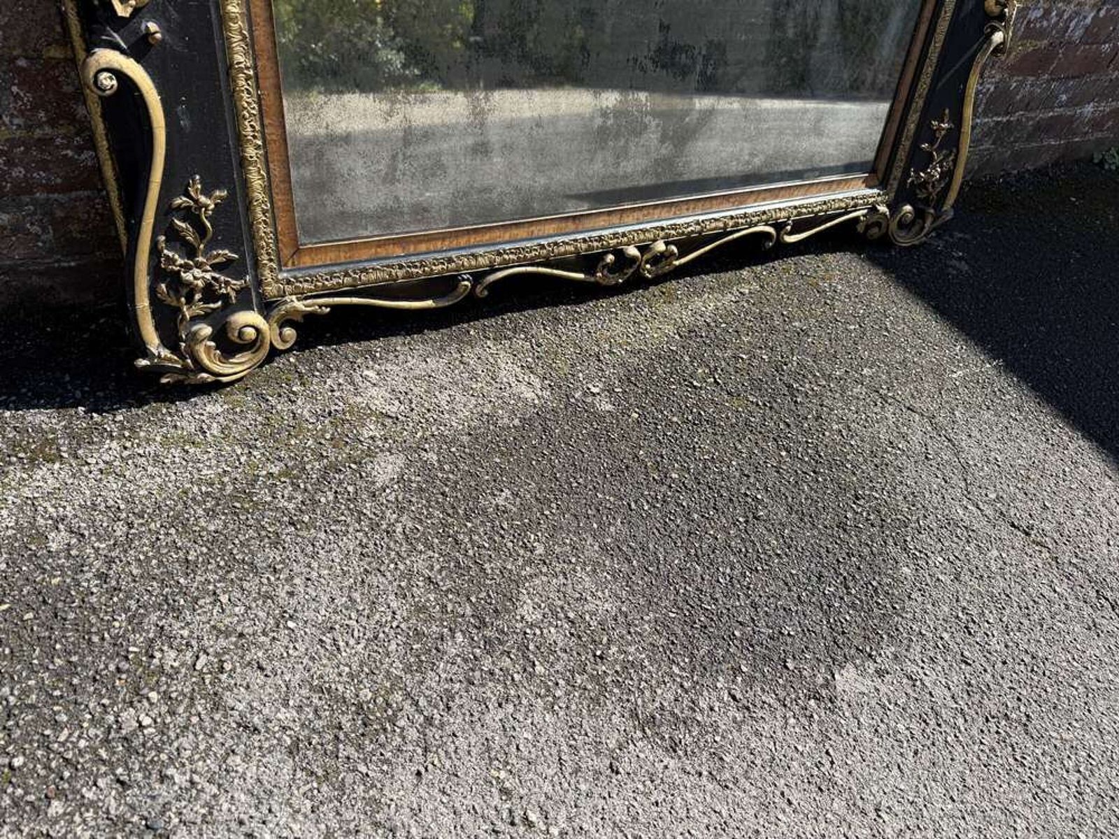 A Superb Large Highly Unusual Antique English Painted & Gilt Overmantle Mirror.Le Mirror photo Home Decor