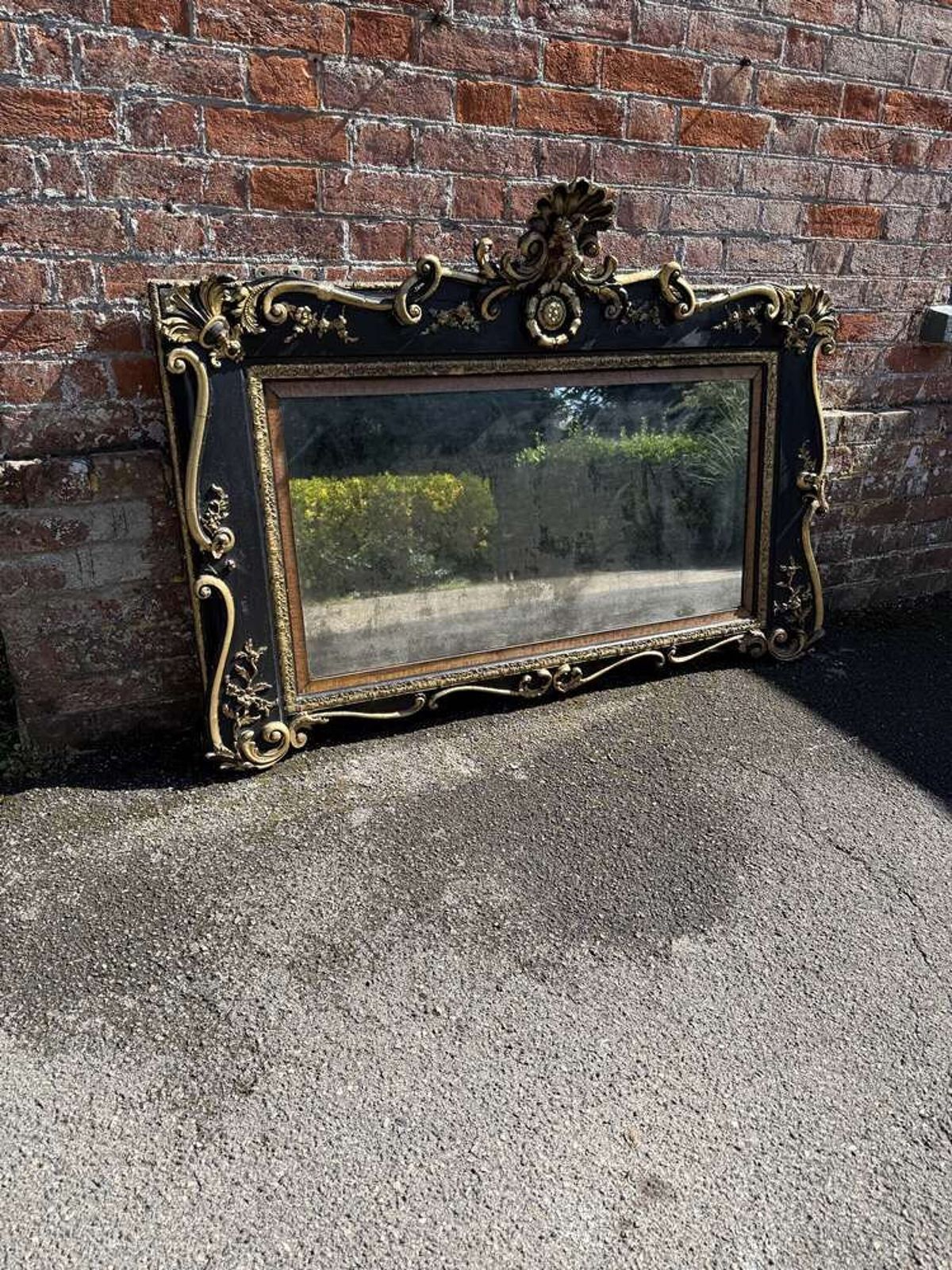 A Superb Large Highly Unusual Antique English Painted & Gilt Overmantle Mirror.Le Mirror photo vinterior