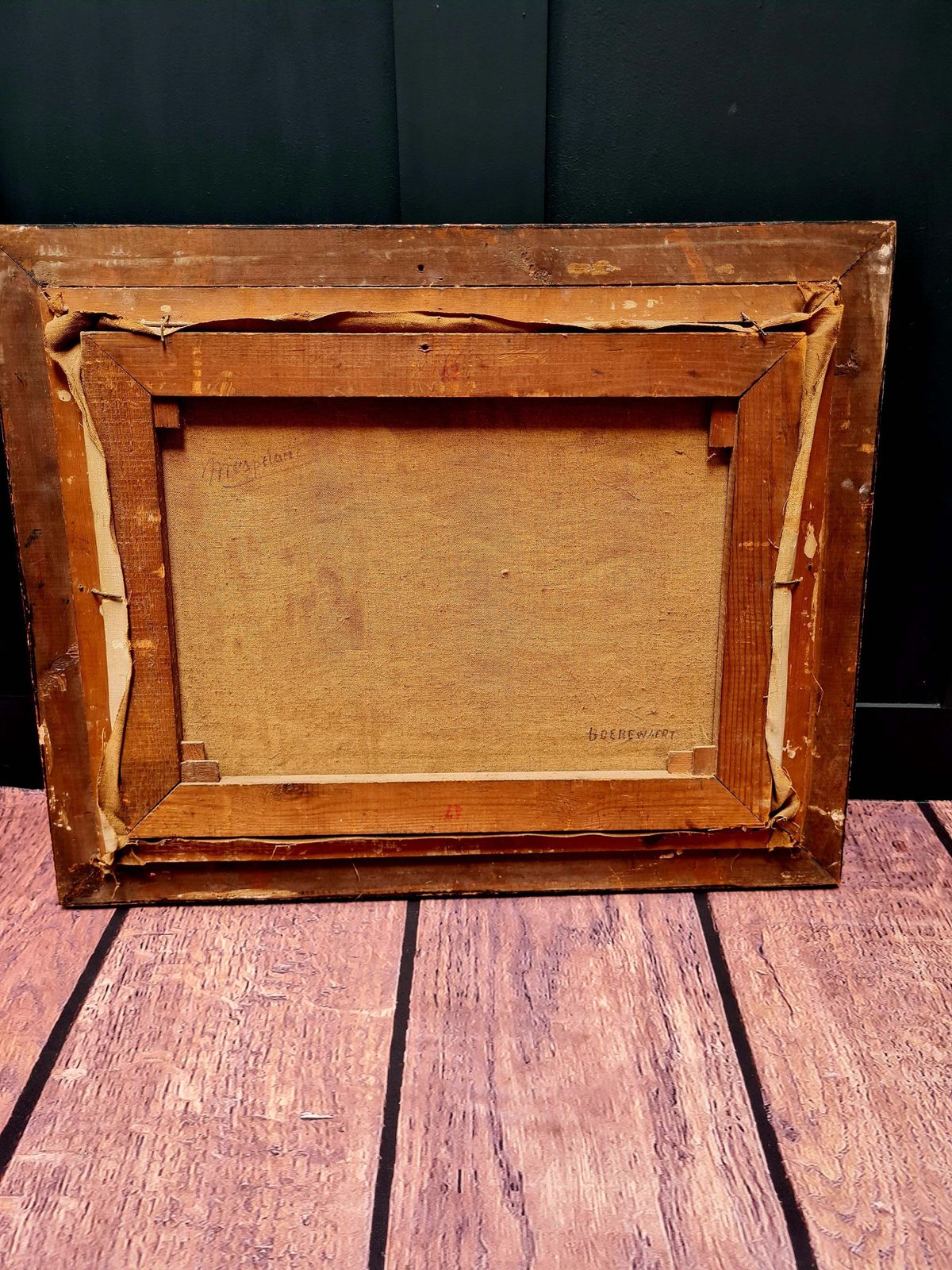 Antique Late 19th Century Belgian Framed Oil Painting On Canvas   Signed photo vintage