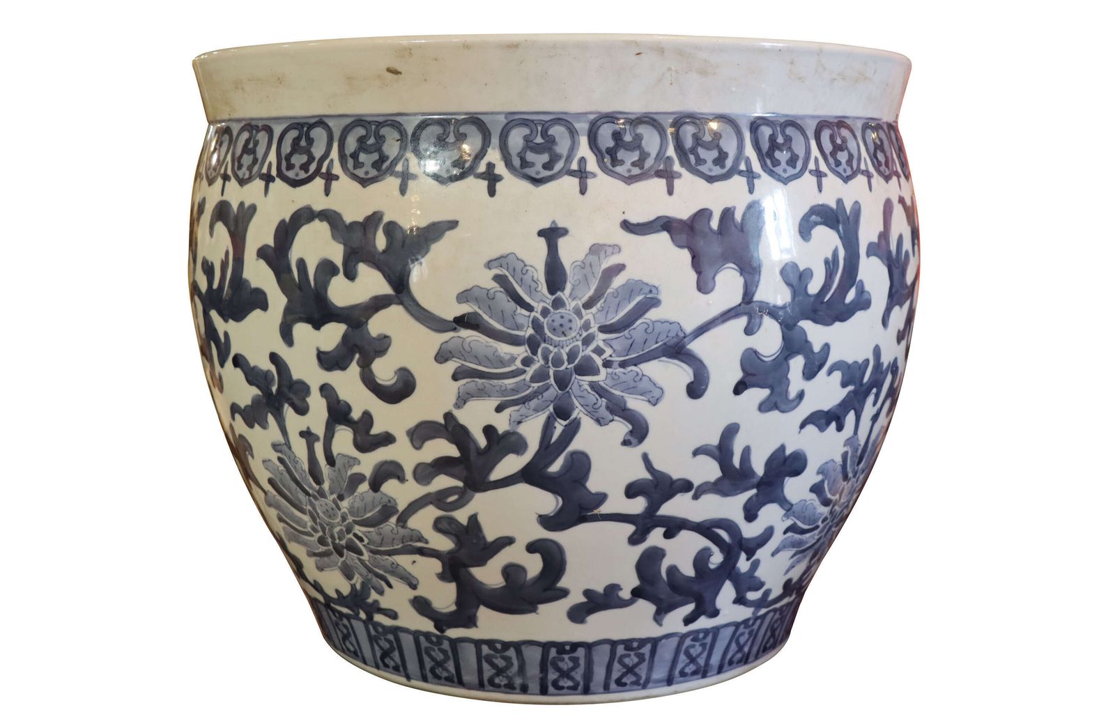Large Mid 20th Century Chinese Blue And White Porcelain Planter ("Fish Tank")