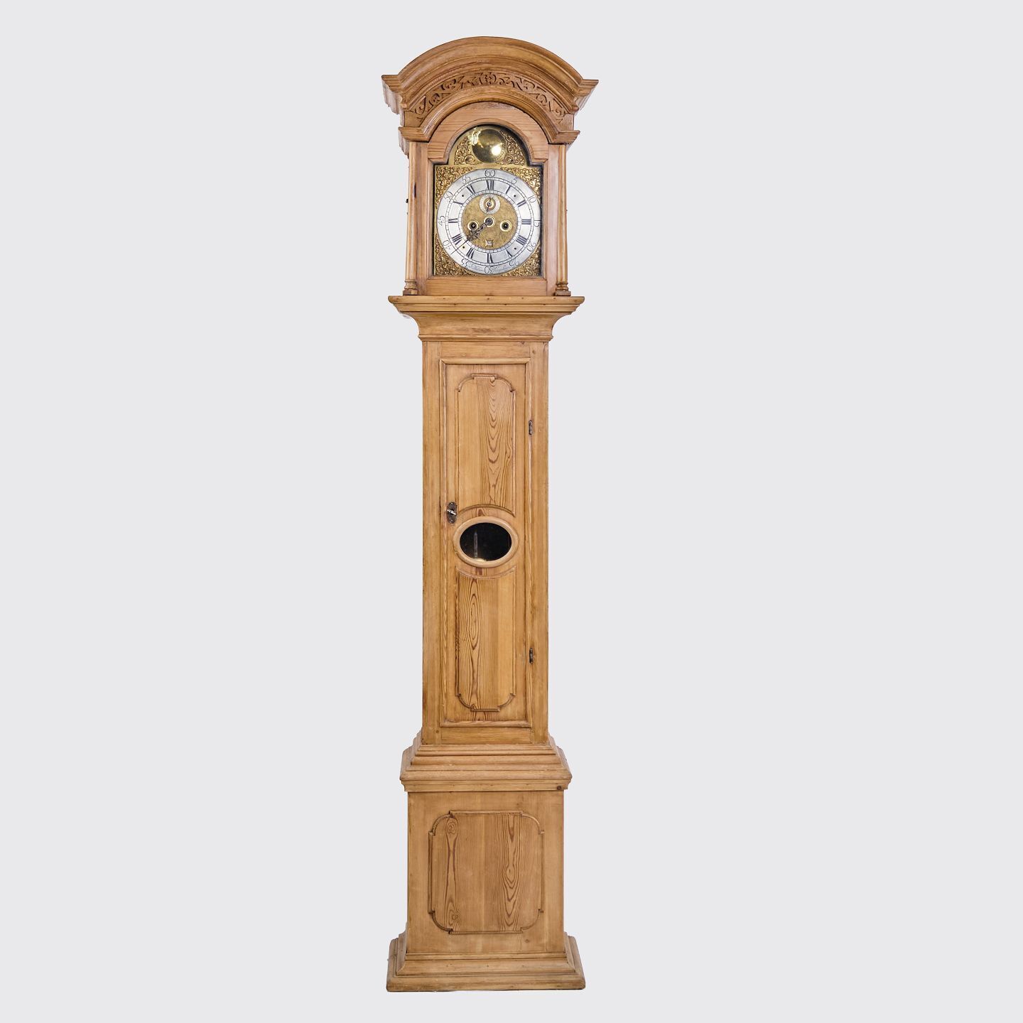 Southern Jutland Baroque   Grandfather Clock   Light Pine Wood   Antique   1780s