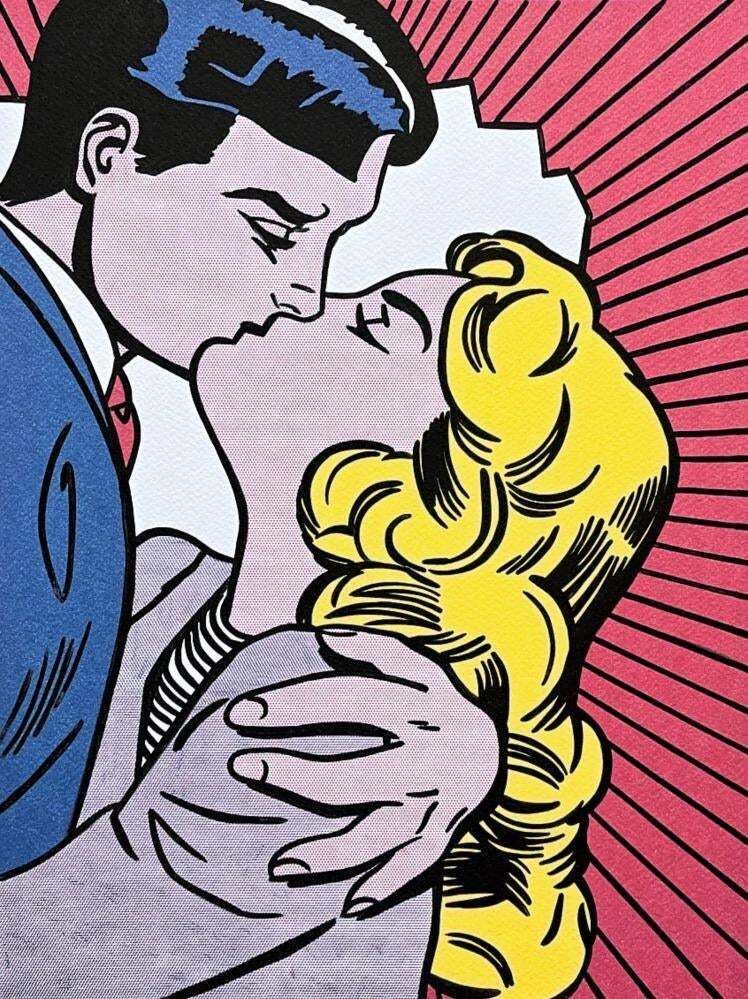 Roy Lichtenstein, "The Kiss", 1990s, Silk Screen photo furniture