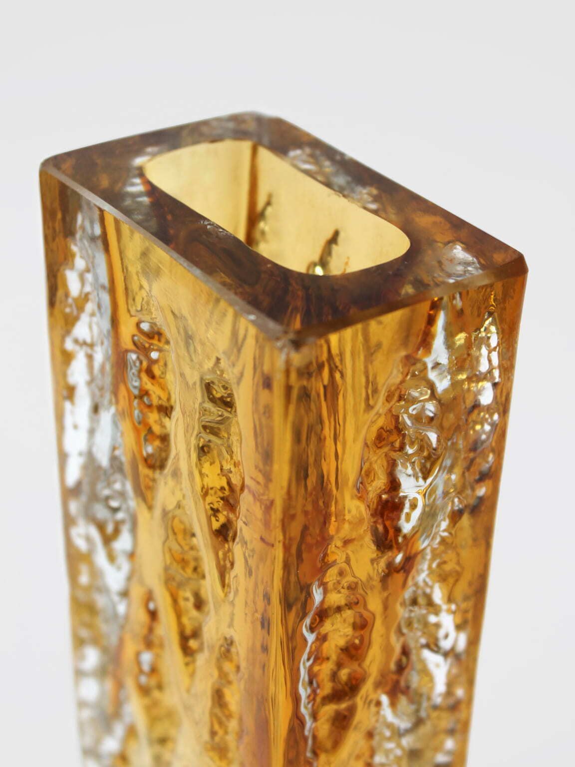 Kurt Wokan Amber 60s Crystal Glass Vase photo for sale