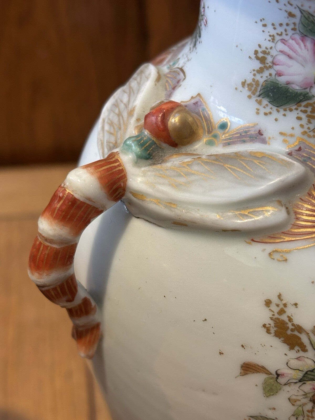 Satsuma Vases, Superb Quality, Dragon Fly Handles photo vinterior