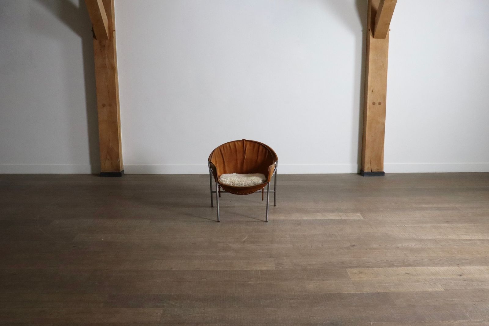 Erik Ole Jørgensen For Bovirke Easy Chair In Cognac Suede And Metal, Denmark, 1953 photo Furniture