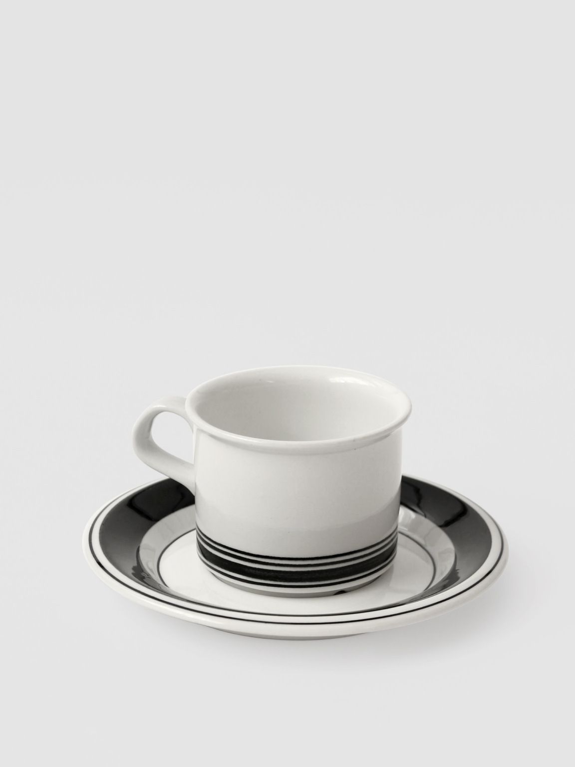 Arabia Peter Winquist Black Striped Coffee Cup And Saucer Set