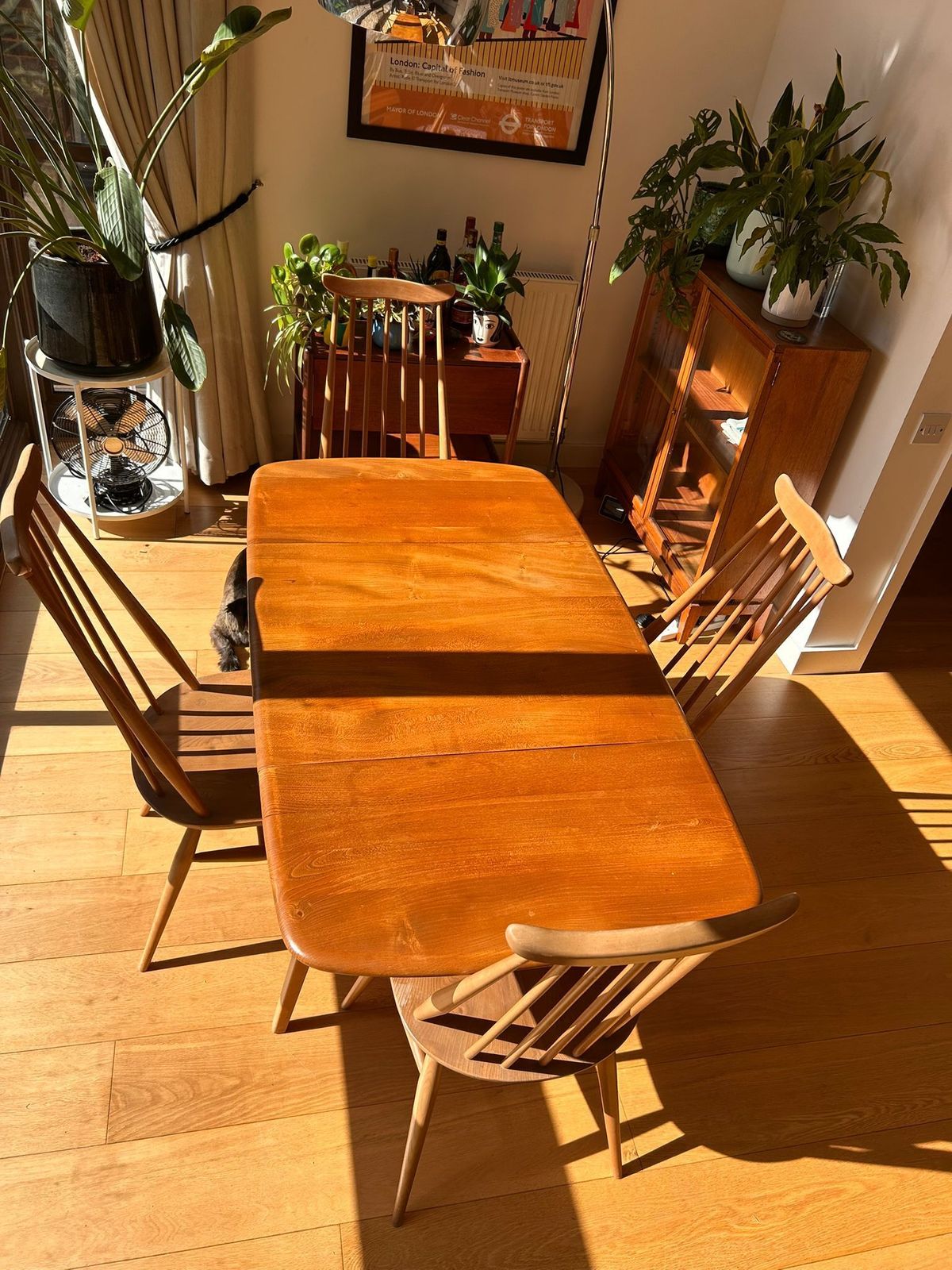 Ercol Blue Label Dining Set With 2 Leaf Table And Four Goldsmith Chairs photo furniture