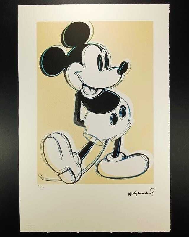 1980s Andy Warhol "Mickey Mouse" Limited Series Lithograph   Leo Castelli   New York   Numbered In Pencil.