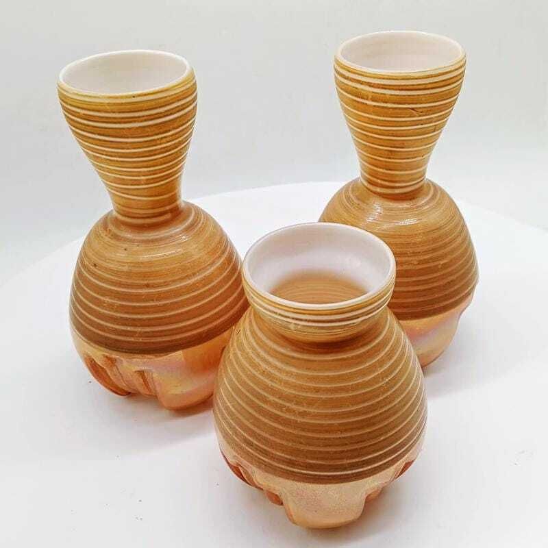 1970s Set Of 3 Space Age Little Jacketed Vase In Murano Glass. Made In Italy. photo furniture