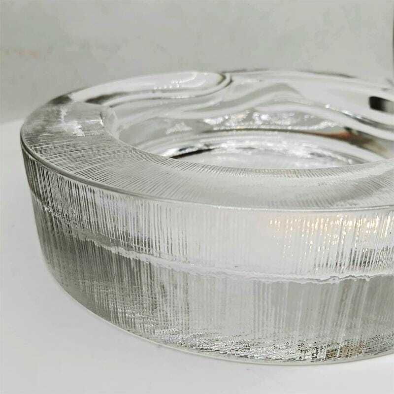 1970s Big Ashtray By Fabio Frontini For Arnolfo Di Cambio In Lead Crystal, Azteca Collection. 20cm. / 7.87 Inches. photo vintage