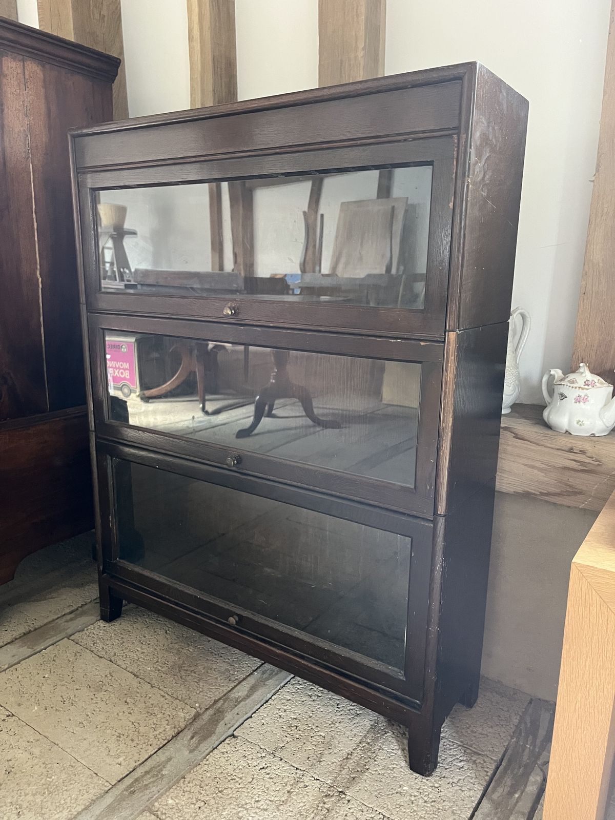 Antique American Oak Gunn Modular Barrister Bookcase With Glass Doors photo furniture