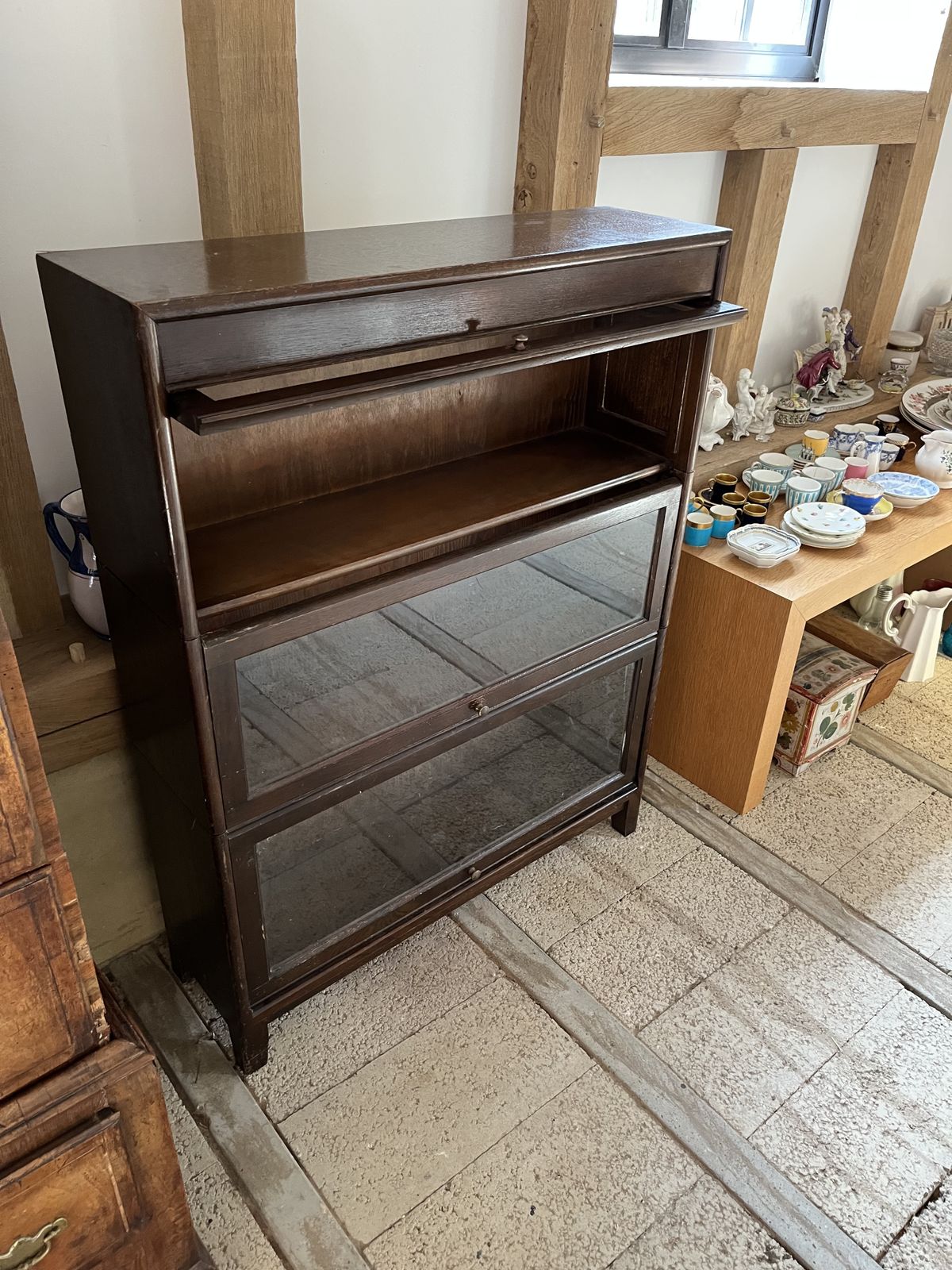 Antique American Oak Gunn Modular Barrister Bookcase With Glass Doors photo vintage
