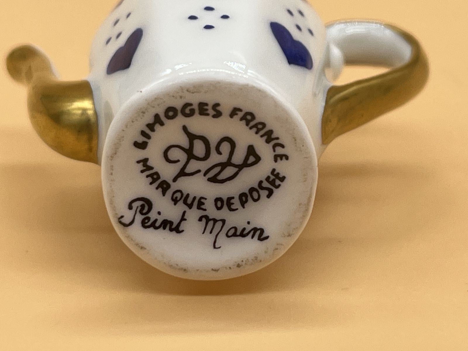 Marque Deposee Limoges Porcelain France Coffee Pot Shaped Hand Painted Trinket / Jewelry Box. photo Home Decor