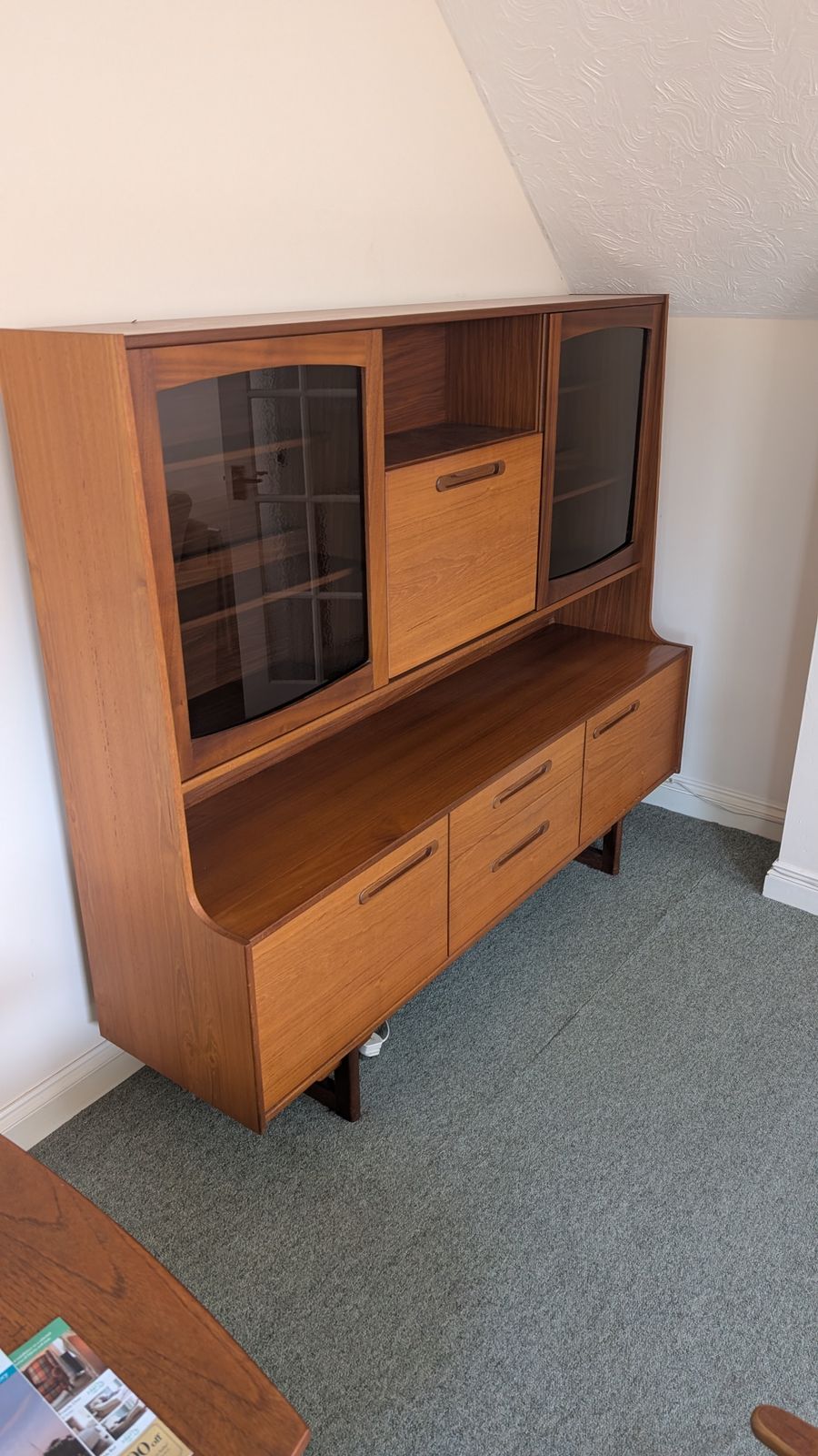 Mid Century Modern Danish Style Twin Tier Credenza In Teak By Portwood