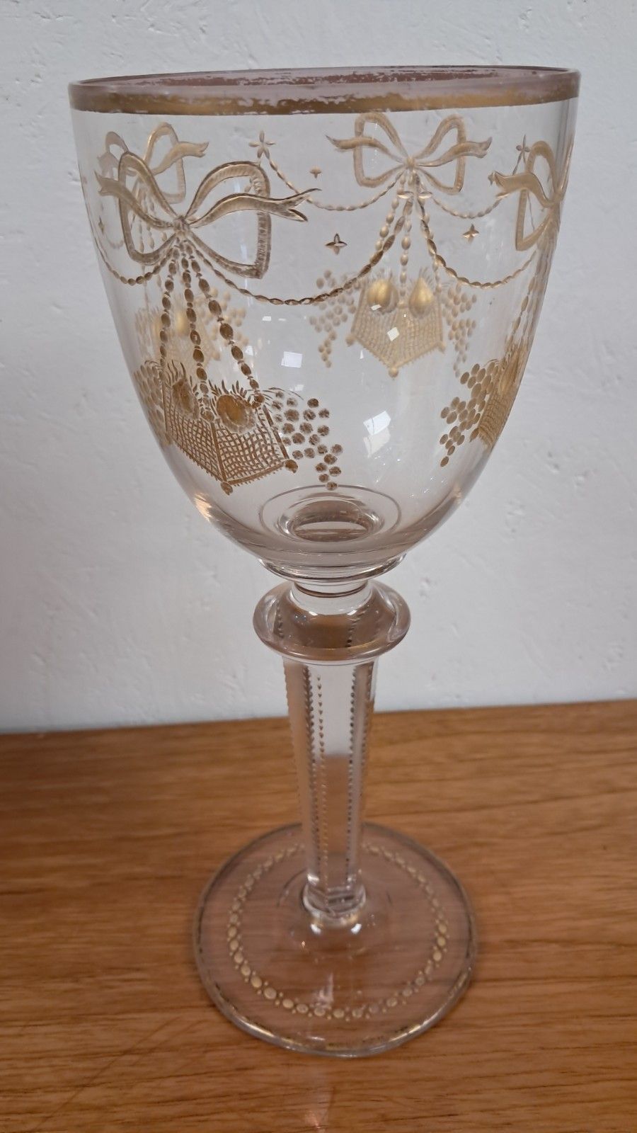 Antique Large Oversized French Gilt Glass Wedding Goblet. Circa 1860 photo furniture