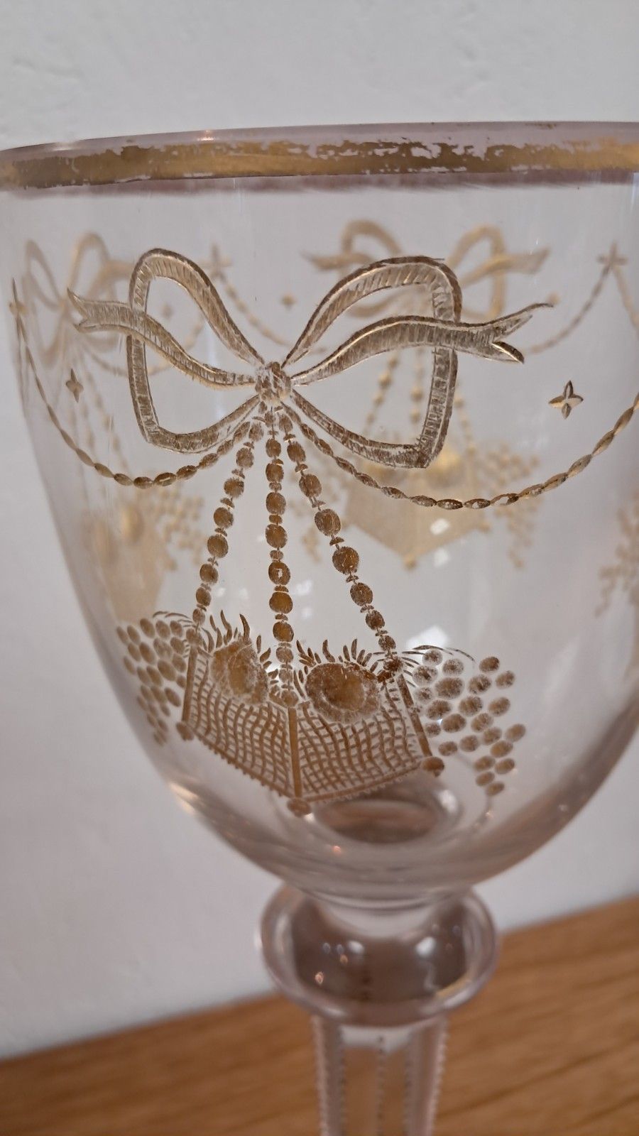 Antique Large Oversized French Gilt Glass Wedding Goblet. Circa 1860 photo for sale