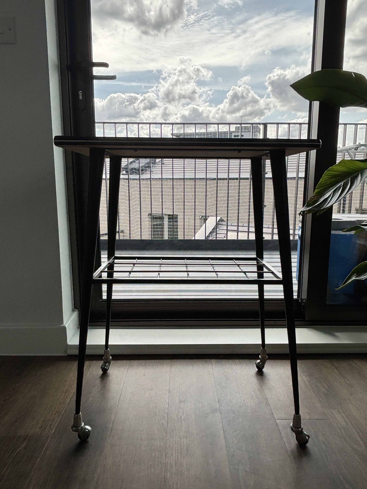 Vintage Side Table On Casters   1960s photo furniture