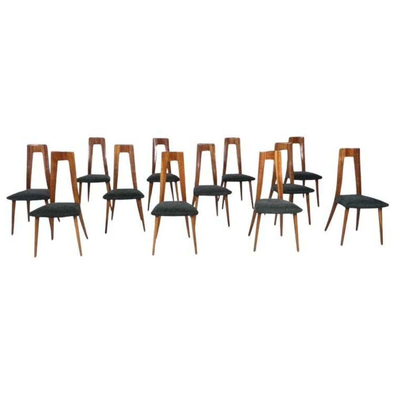 Mid Century Set Of 12 Chairs By Ernst Martin Dettinger For Veil, 1950s