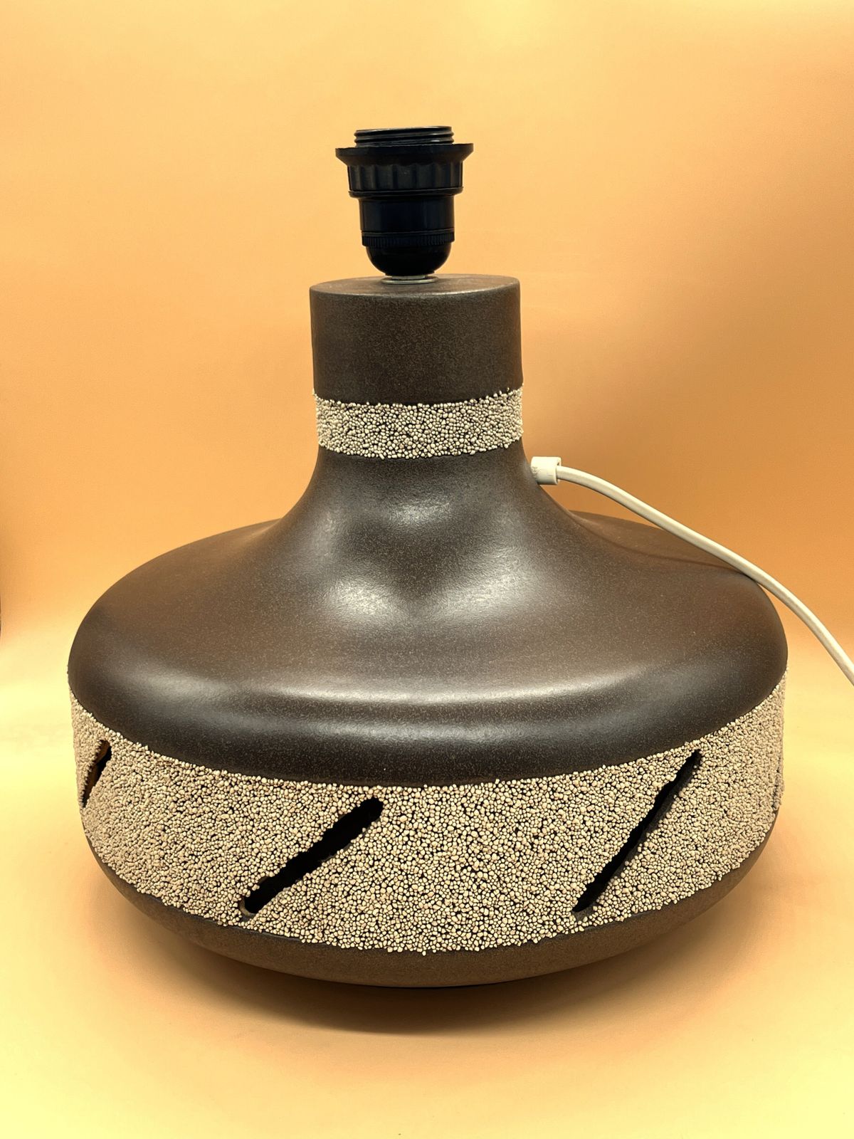 Set Of 3 Graduated Midcentury Modern West German Pottery Fat Lava Twin Bulb Table Lamp Bases. photo for sale