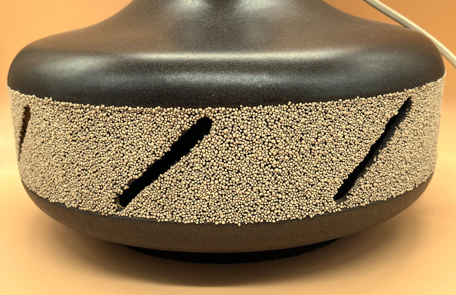 Set Of 3 Graduated Midcentury Modern West German Pottery Fat Lava Twin Bulb Table Lamp Bases. photo vinterior