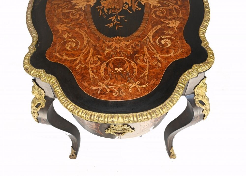 photo vinterior Louis XV Centre Table Marquetry Inlay Desk 1880