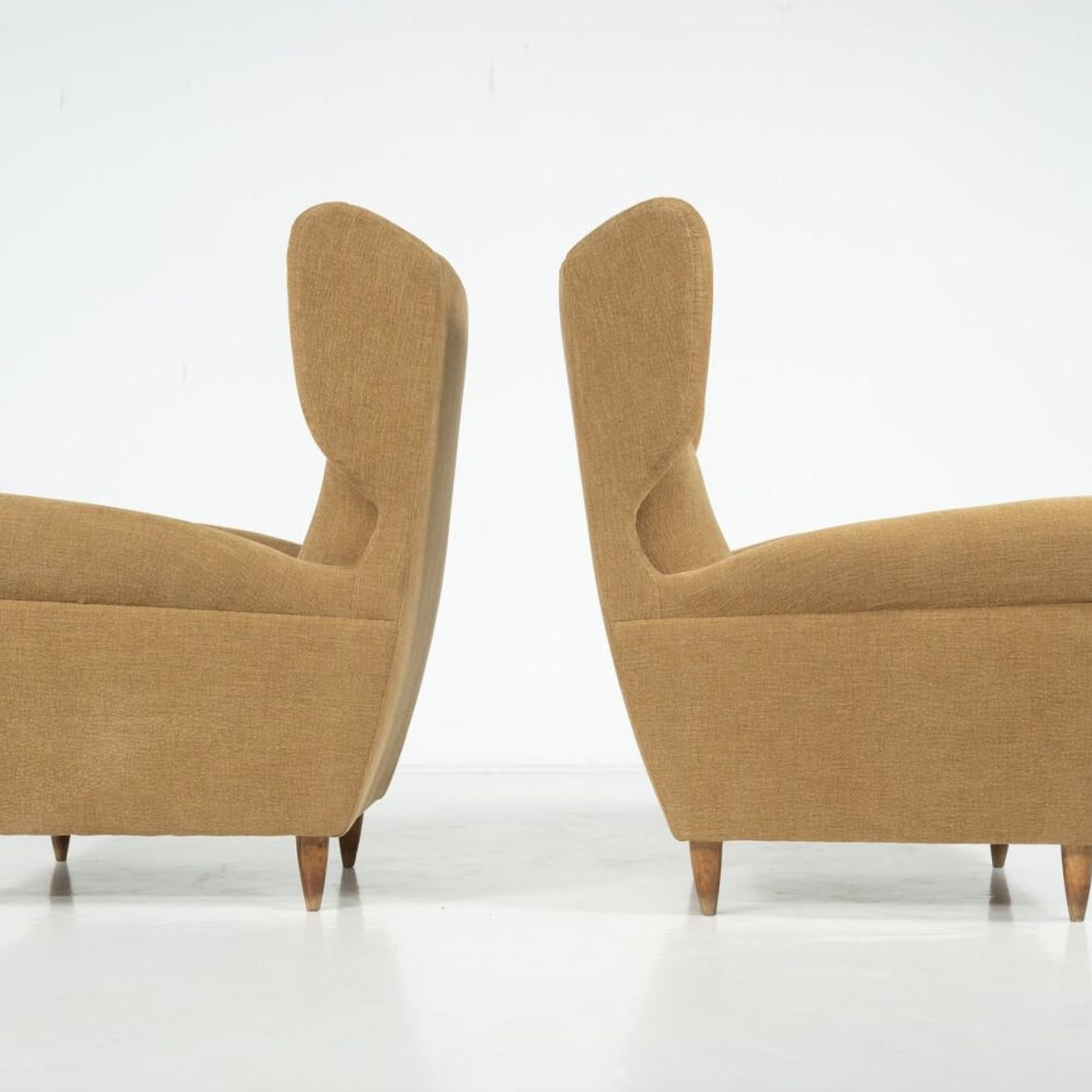 4230.0 Mid Century Modern Pair Of Highback Armchairs, New Upholstery photo