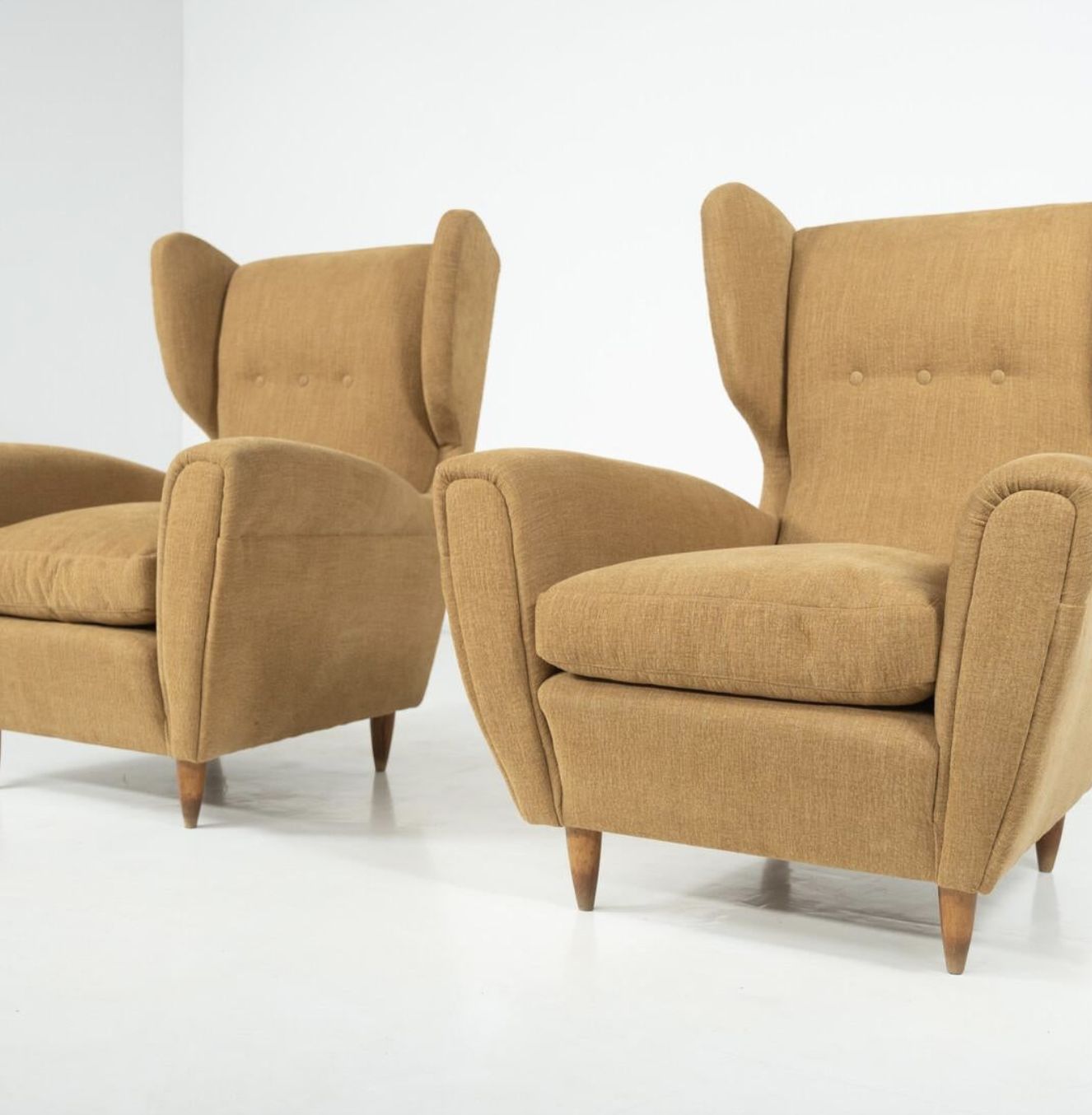 photo vinterior Mid Century Modern Pair Of Highback Armchairs, New Upholstery